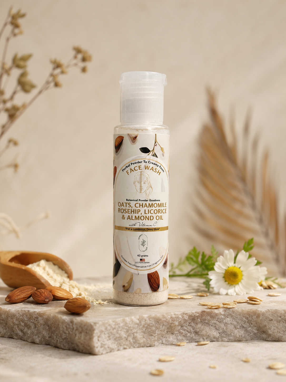 Herbal Powder to Creamy Foam Facewash